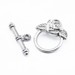 Alloy Toggle Clasps, Platinum color, Ring: 18 mm x 19 mm, Bar: 24 mm x 4 mm