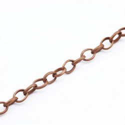 Iron Cross Chain, Copper color, Link: 5 mm x 4 mm, Thickness: 1 mm