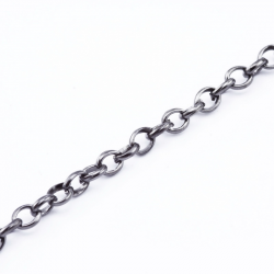 Iron Cross Chain, Black color, Link: 5 mm x 4 mm, Thickness: 1 mm