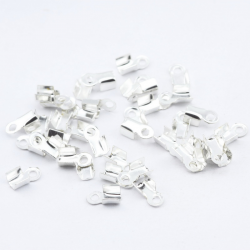 Iron Cord Tips, Silver color, 3 mm x 6 mm