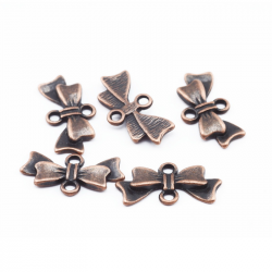 Alloy Links, Bowknot, Red Copper, 20 mm x 10 mm x 3 mm