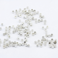 Brass Crimp Beads, Silver color, 2 mm (50 pieces)