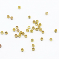 Brass Crimp Beads, Golden color, 2 mm (50 pieces)
