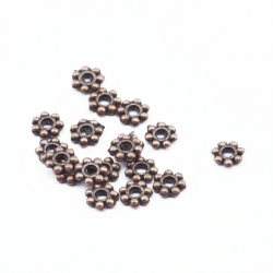 Tibetan Style Spacer Beads, Copper color, 4 mm (50 pieces)