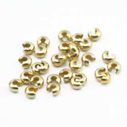 Brass Crimp Bead Covers, Golden color, 4 mm x 3 mm