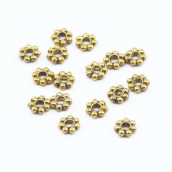 Tibetan Style Spacer Beads, Golden color, 4 mm (50 pieces)