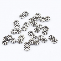 Tibetan Style Spacer Beads, Silver color, 2 strands, 7.2 mm x 4 mm (50 pieces)