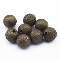 Brass Beads, Stardust, Antique Bronze, 10 mm