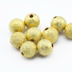 Brass Beads, Stardust, Golden, 10 mm