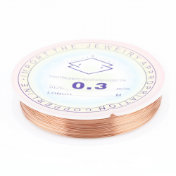 Copper Jewelry Wire, Copper color, Thickness: 0.3 mm, Length: 25 m