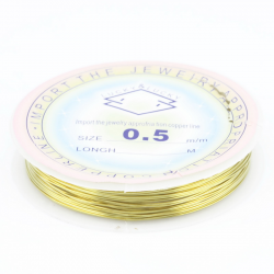 Copper Jewelry Wire, Golden color, Thickness: 0.5 mm, Length: 9.5 m