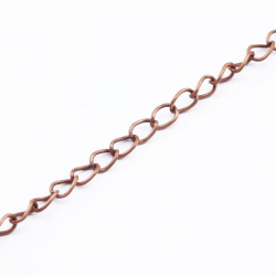 Iron Side Twisted Chain, Copper color, Size: 6 mm x 4 mm, Thickness: 0.7 mm