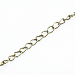 Iron Side Twisted Chain, Bronze color, Size: 6 mm x 4 mm, Thickness: 0.7 mm