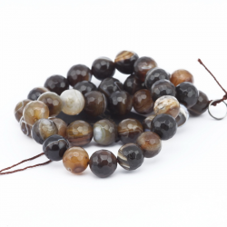 Gemstone Beads, Natural agate, Brown, 10 mm