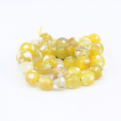 Akmens pērles, dabīgs ahāts, dzeltens, 10 mm
