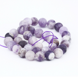 Gemstone Beads, Natural Amethyst, Frosted, 10 mm