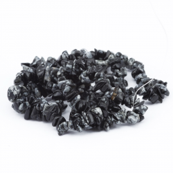 Akmens čipsu virtene, Sniegpārslu Obsidiāns, Čipsi: 5~8 mm, Virtene: 80 cm