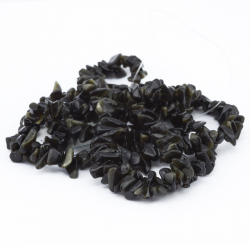 Gemstone Chip Strand, Natural Obsidian, Chip: 5~8 mm, Strand: 80 cm