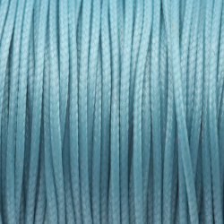 Waxed Polyester Cord, Cyan, Thickness: 1.0 mm