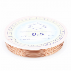 Copper Jewelry Wire, Copper color, Thickness: 0.5 mm, Length: 8 m