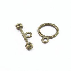 Tibetan Style Toggle Clasps, Bronze color, Ring: 10 mm x 12 mm, Bar: 17 mm