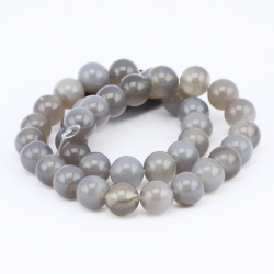 Gemstone Beads, Natural agate, Grey, 10 mm