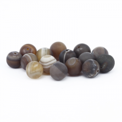 Akmens pērles, dabīgs ahāts, brūns, 12 mm