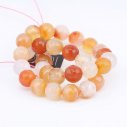 Akmens pērles, dabīgs ahāts, oranžs, 10 mm