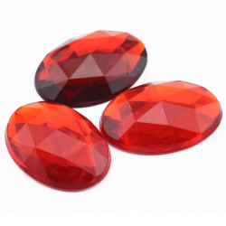 Acrylic Cabochons, Red, 25 mm x 18 mm x 6 mm