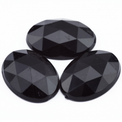 Acrylic Cabochons, Black, 25 mm x 18 mm x 6 mm