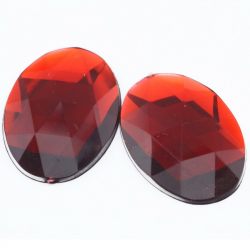 Acrylic Cabochons, Red, 30 mm x 20 mm x 5 mm