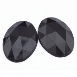 Acrylic Cabochons, Black, 30 mm x 20 mm x 5 mm