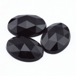 Acrylic Cabochons, Black, 18 mm x 13 mm x 4 mm