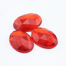 Acrylic Cabochons, Red, 18 mm x 13 mm x 4 mm