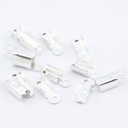Iron Cord Tips, Silver color, 4 mm x 10 mm