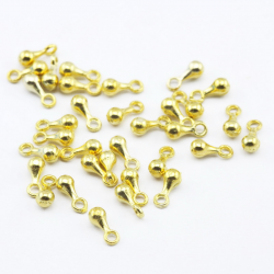 Brass End Piece, Drop, Golden, 2.5 mm x 7 mm