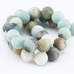 Gemstone Beads, Natural Amazonite, Frosted, 12 mm