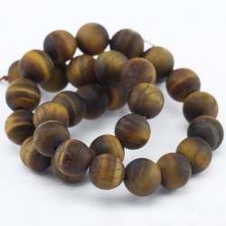 Gemstone Beads, Natural Tiger Eye, Frosted, 12 mm