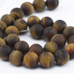 Gemstone Beads, Natural Tiger Eye, Frosted, 14 mm