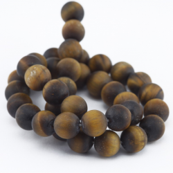 Gemstone Beads, Natural Tiger Eye, Frosted, 10 mm