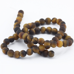 Gemstone Beads, Natural Tiger Eye, Frosted, 6 mm