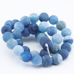 Gemstone Beads, Natural Agate, Frosted, 10 mm