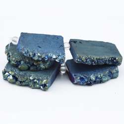 Gemstone Beads, Natural Druzy Quartz, 35~37 mm x 23~42 mm x 8~9 mm