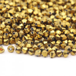Glass Beads, Golden, 6 mm