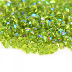 Glass Beads, Green AB, 6 mm