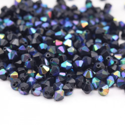 Glass Beads, Black AB, 6 mm