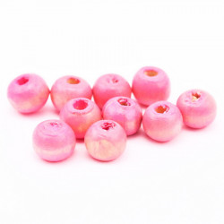 Wood Round Beads, Pink...