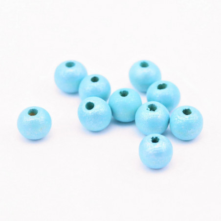 Koka pērles, zilas, 8 mm