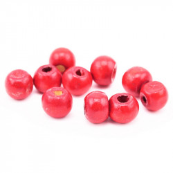 Koka pērles, sarkanas, 8 mm