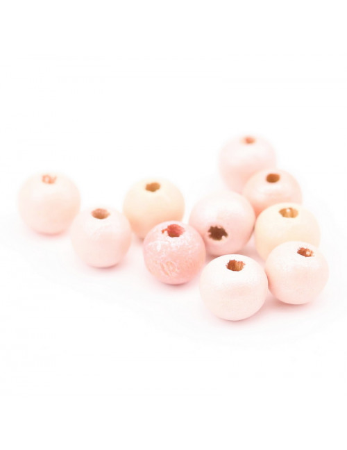 Koka pērles, rozā, 8 mm